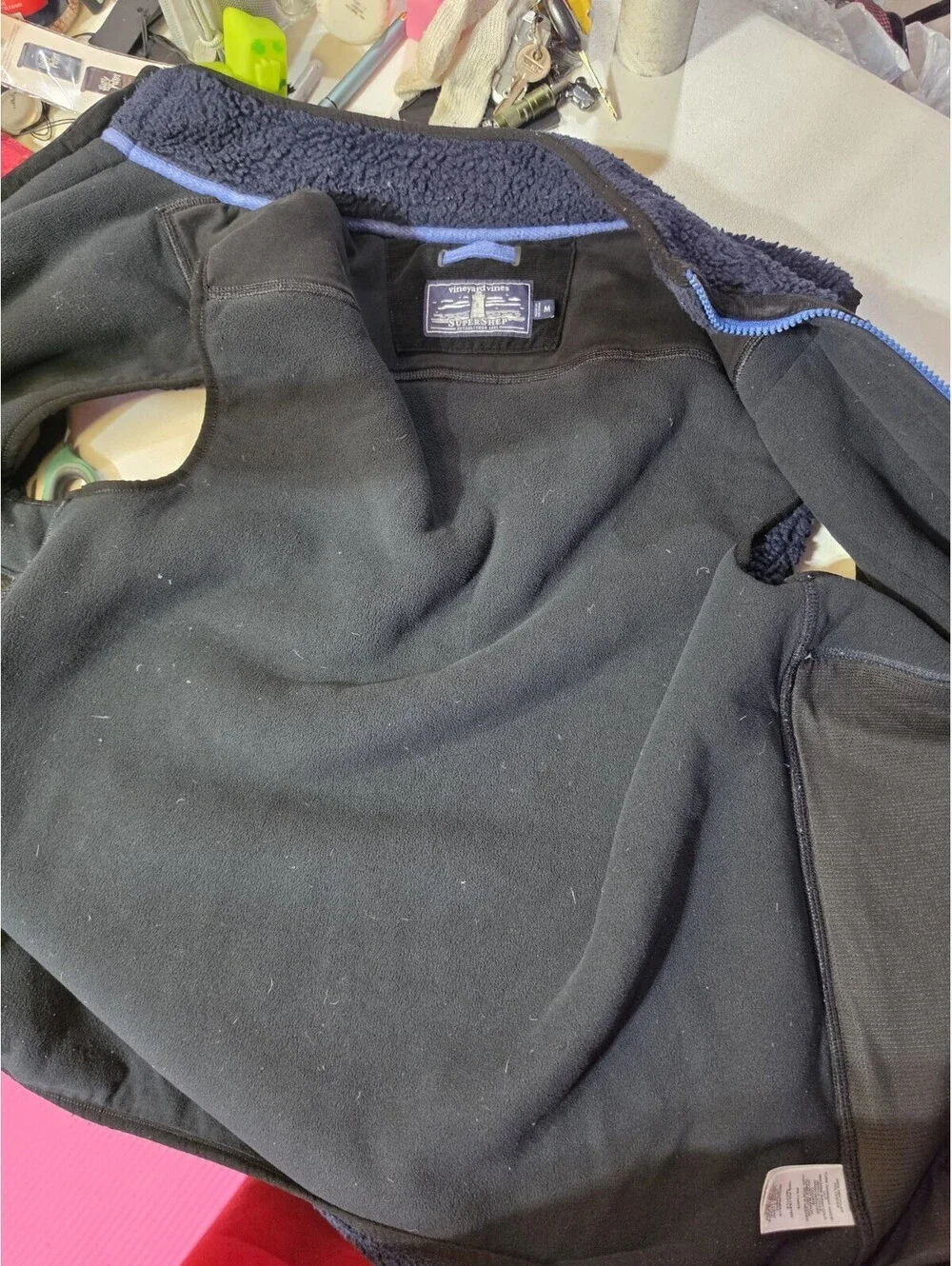 Vineyard Vines SuperShep Men's Vest Blue Full Zip Stand-Up Collar Pockets M